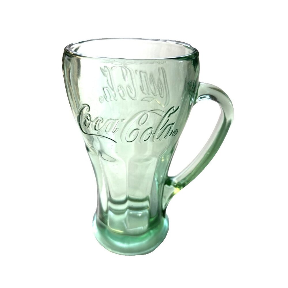 Vintage Rare Libbey Coca Cola Coke Glass Mug with Handle Thick Green Heavy Glass - Picture 6 of 12